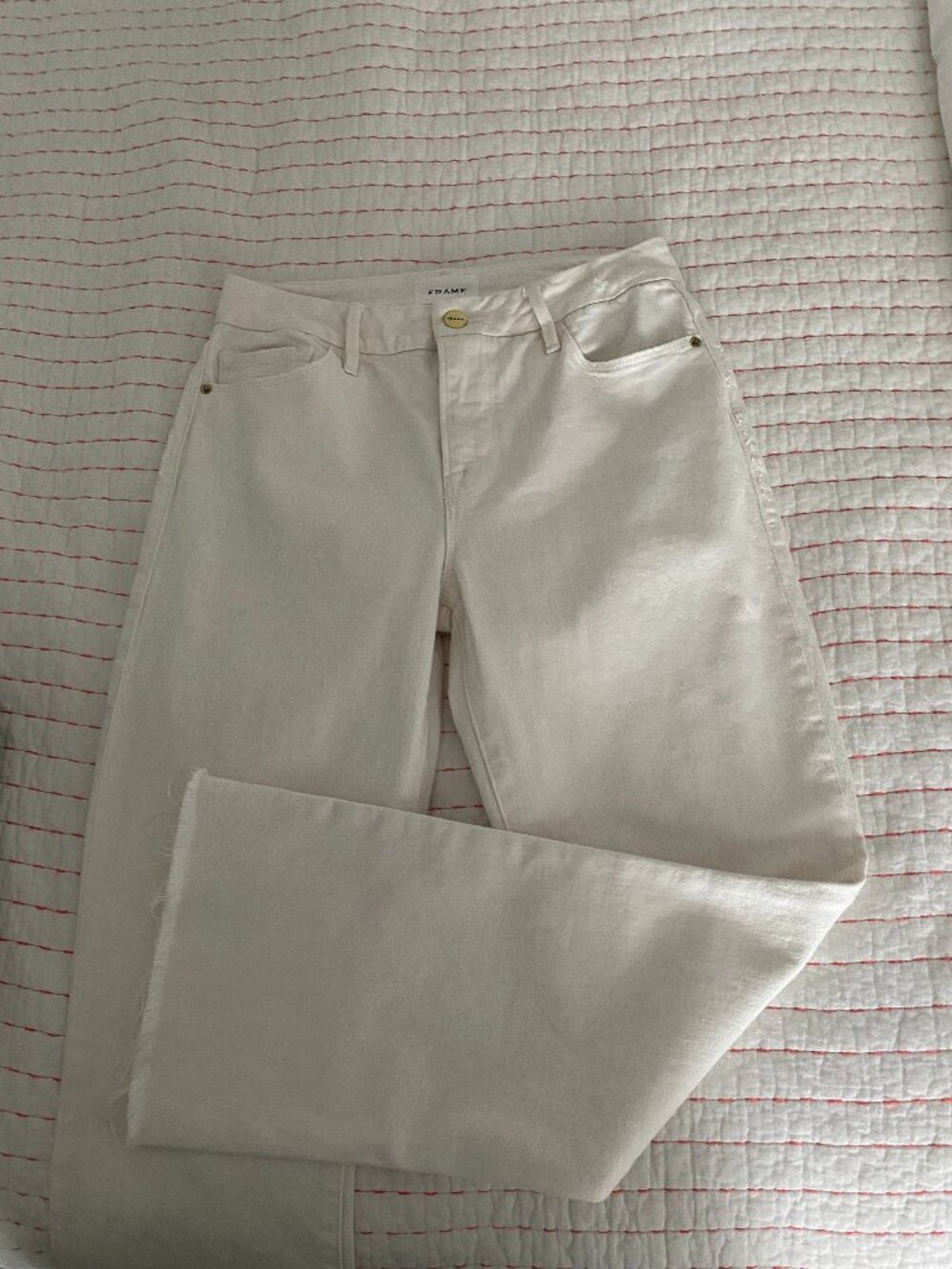 FRAME Ecru/Blanc Denim Jeans-Le Crop Mini Boot Size 27 Excellent Condition